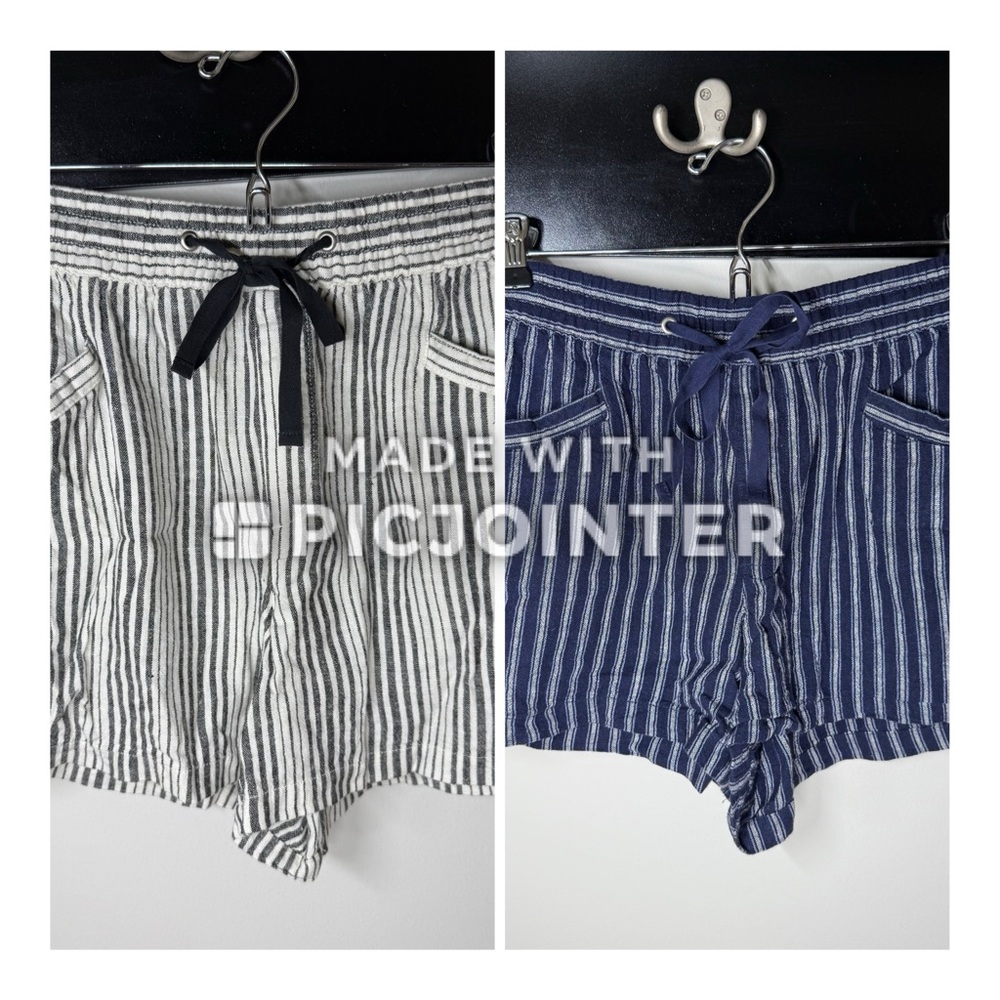 GAP Bundle Linen Blend Striped Pull on Shorts Small S Black Navy EUC NWOT